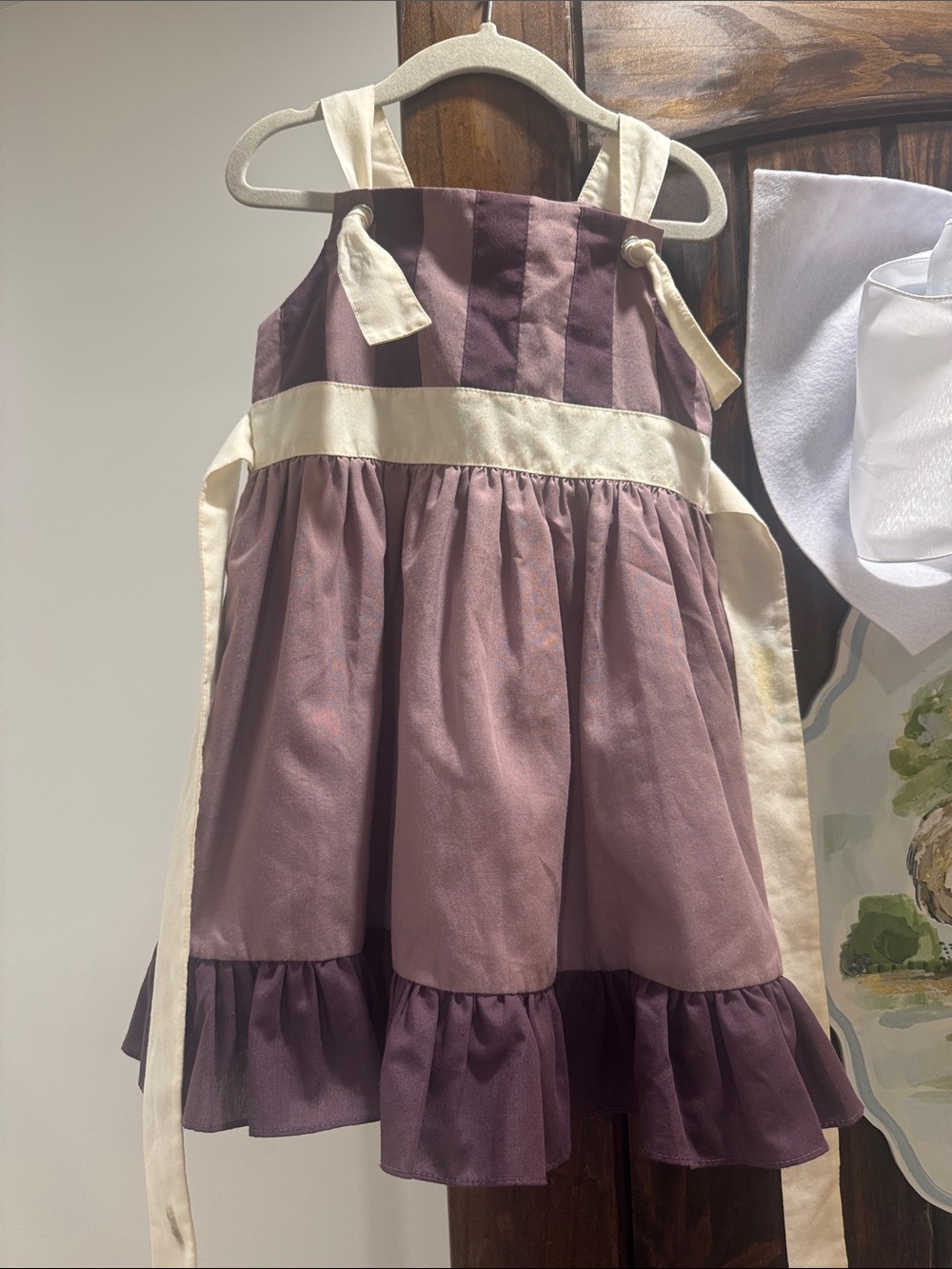 Well Dressed Wolf Mauve & Cream Tie-Shoulder Dress